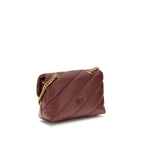 PINKO Bordeaux Calf Leather Bos Taurus Shoulder Bag PINKO