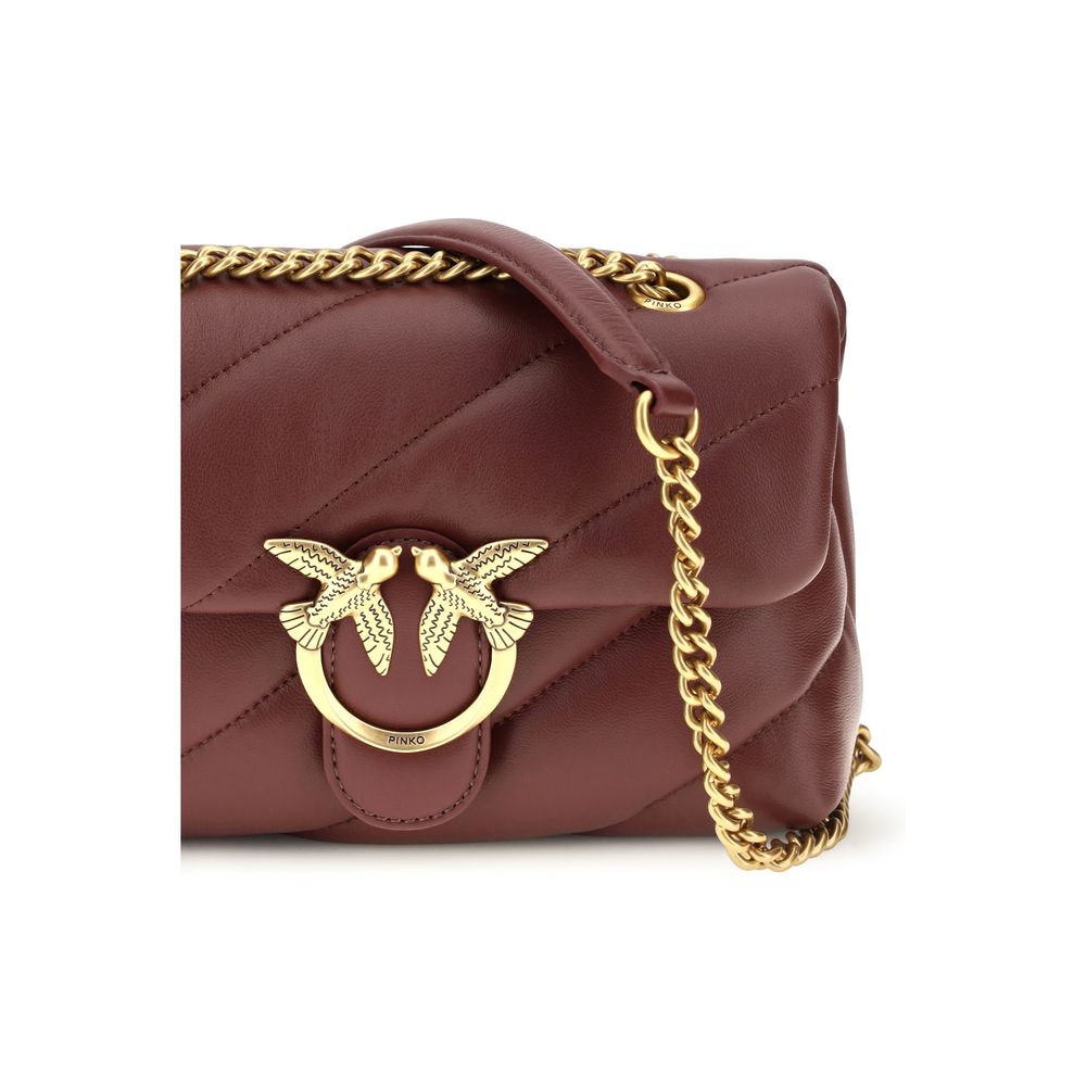PINKO Bordeaux Calf Leather Bos Taurus Shoulder Bag PINKO