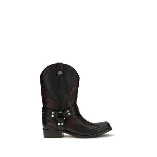 Versace Black Calf Leather Bos Taurus Boots Versace