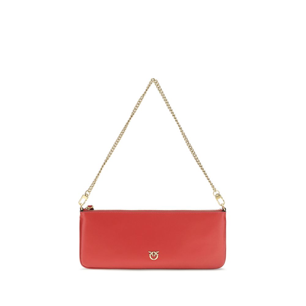 Red calf leather PINKO Bos Taurus shoulder bag with structured design and silver hardware.