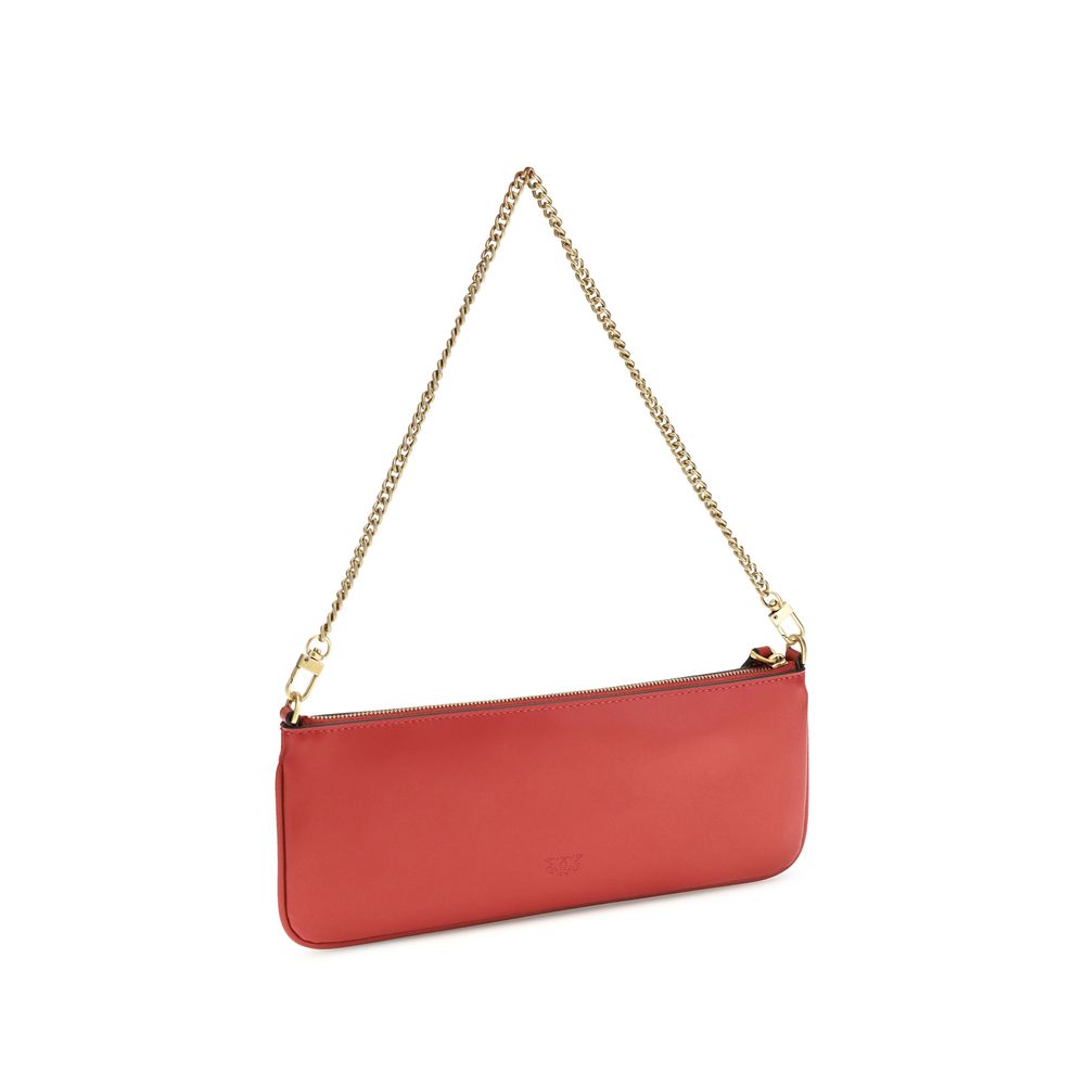 Pinko Red Calf Leather Bos Taurus Shoulder Bag with gold-tone hardware and structured design.