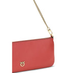 Pink calf leather Bos Taurus shoulder bag by PINKO with gold-tone hardware and adjustable strap, featuring a sleek, structured design.