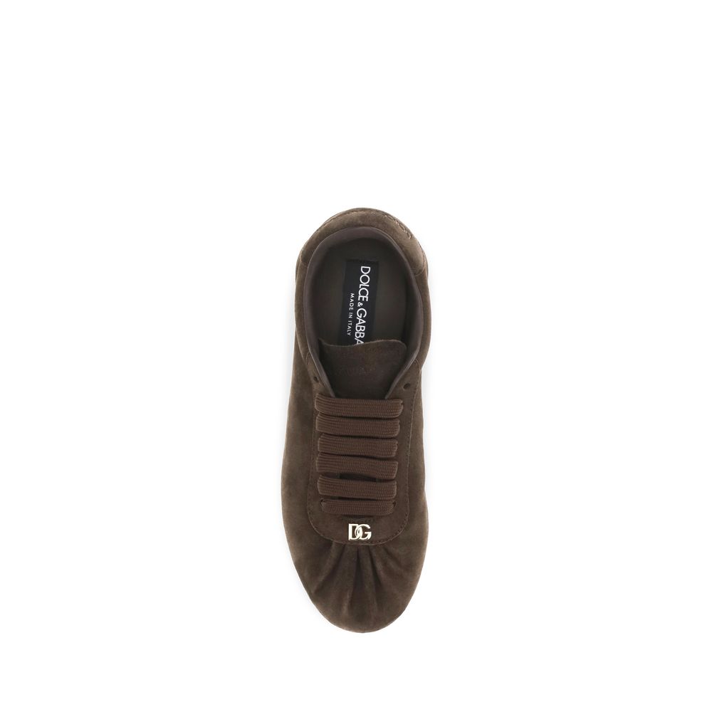 Dolce & Gabbana Brown Suede Leather Low Top Sneakers Dolce & Gabbana
