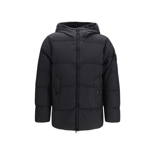 Stone Island Black Goose Down Full-Length Jacket Stone Island