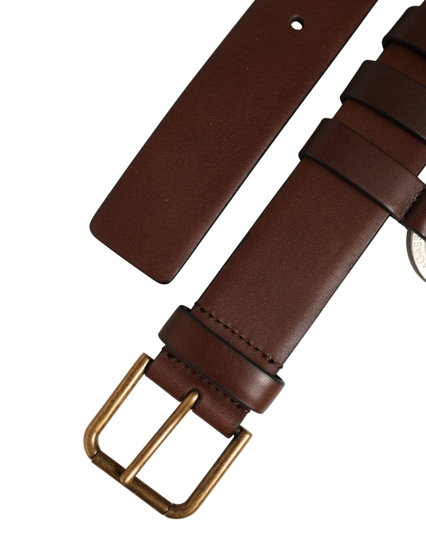Dolce & Gabbana Men Brown Leather Gold Buckle Carabine Belt Dolce & Gabbana