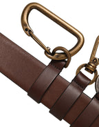 Dolce & Gabbana Men Brown Leather Gold Buckle Carabine Belt