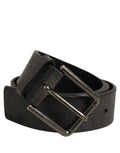 Dolce & Gabbana black leather men's belt with brushed metal buckle, stylish accessory for formal or casual wear.
