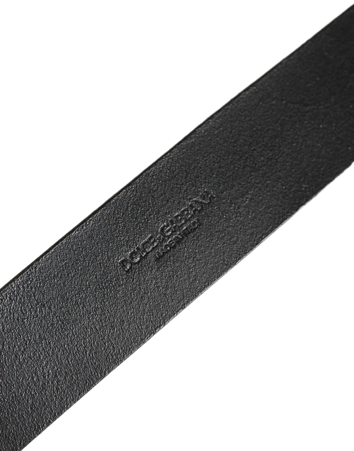 Dolce & Gabbana Black Leather Brushed Metal Buckle Men Belt Dolce & Gabbana