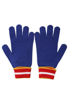 Dolce & Gabbana Blue Striped Wool DG Logo Embroidered Gloves