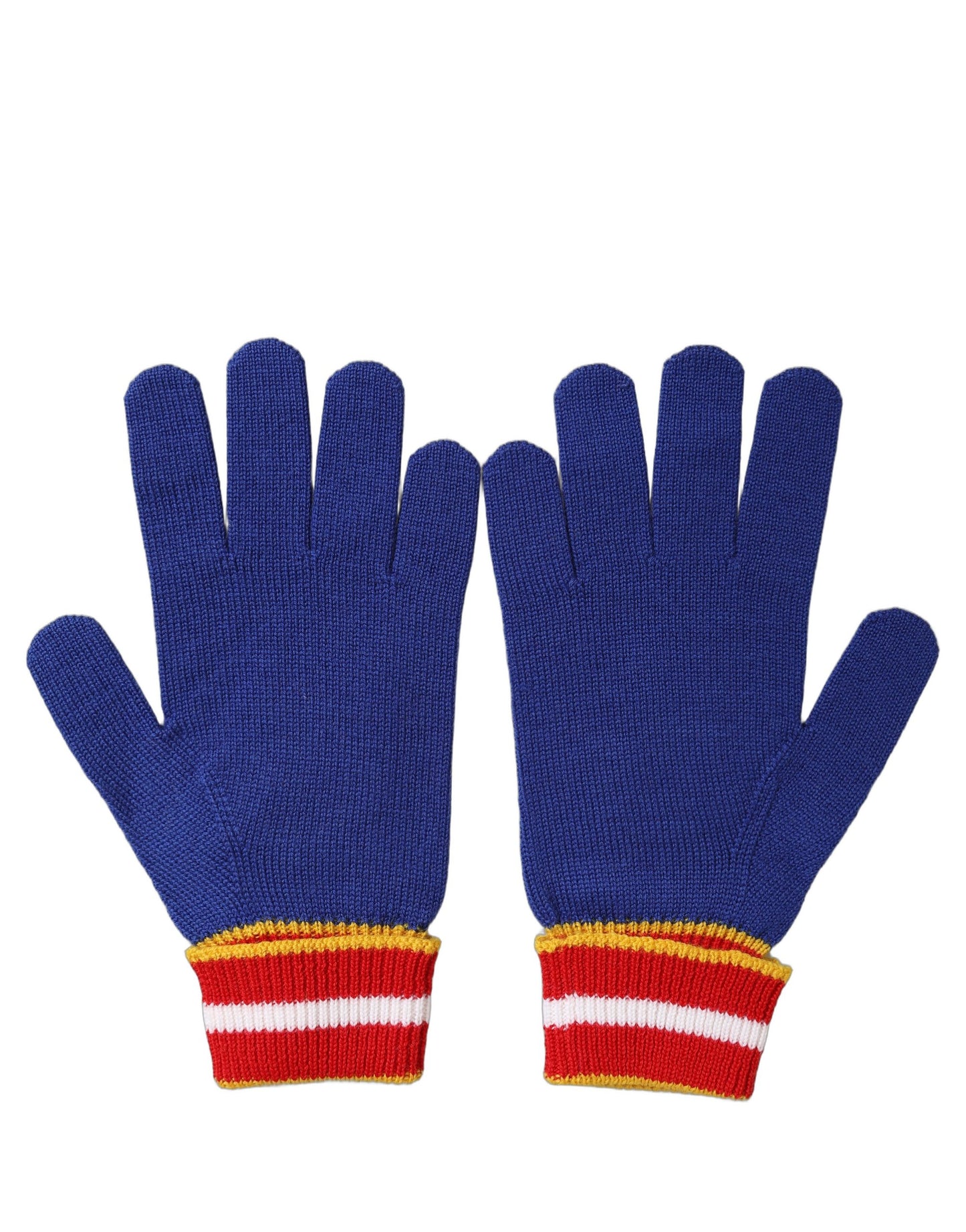 Dolce & Gabbana Blue Striped Wool DG Logo Embroidered Gloves Dolce & Gabbana