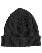 Dolce & Gabbana Men Charcoal Grey Ribbed Wool Knit Beanie One Size Hat Dolce & Gabbana