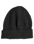Dolce & Gabbana men's charcoal grey ribbed wool knit beanie hat, one size, with a snug fit and soft texture.