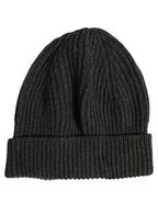 Dolce & Gabbana Men Charcoal Grey Ribbed Wool Knit Beanie One Size Hat Dolce & Gabbana