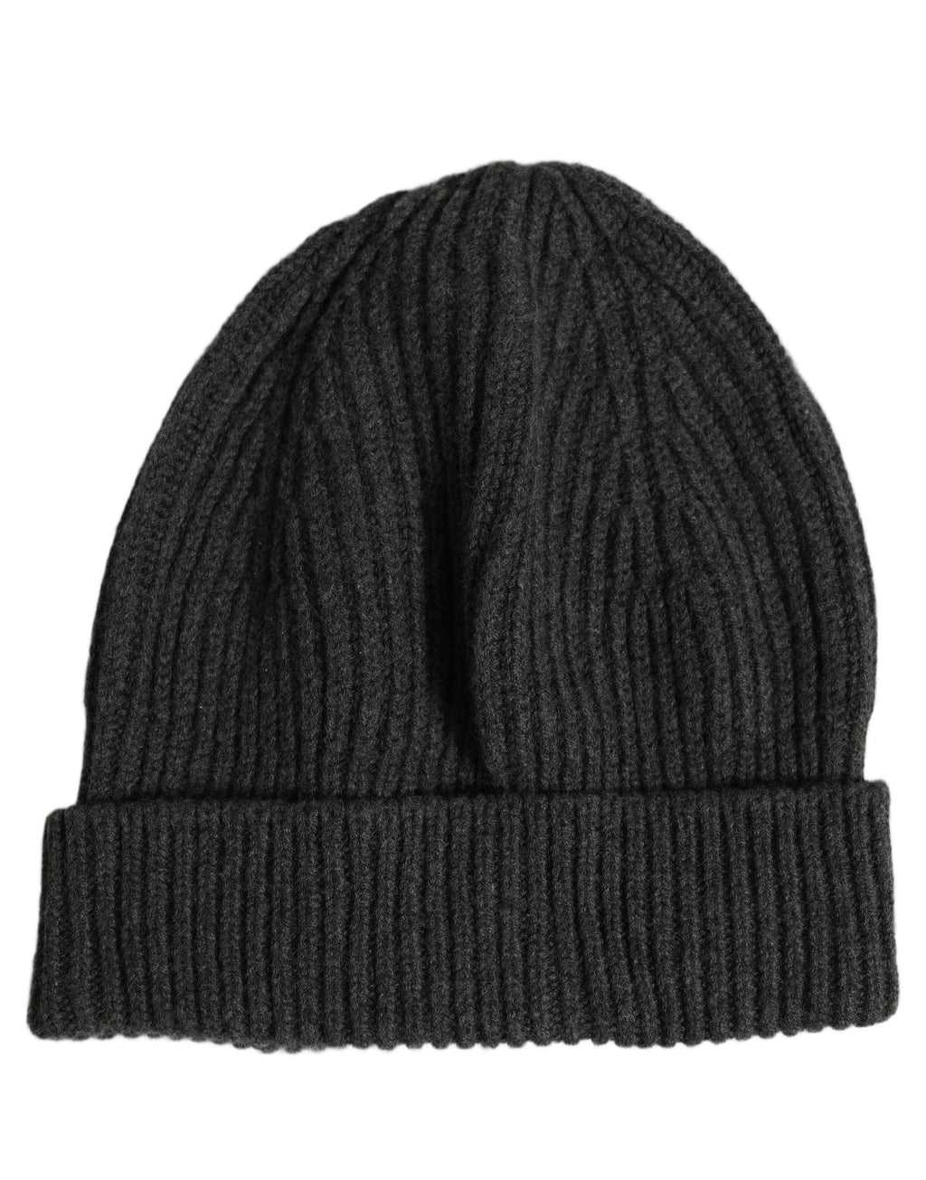 Dolce & Gabbana Men Charcoal Grey Ribbed Wool Knit Beanie One Size Hat Dolce & Gabbana