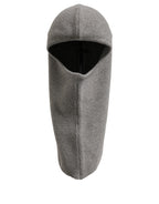 Dolce & Gabbana Men Grey Wool Ribbed Knit Balaclava Wrap One Size Hat Dolce & Gabbana