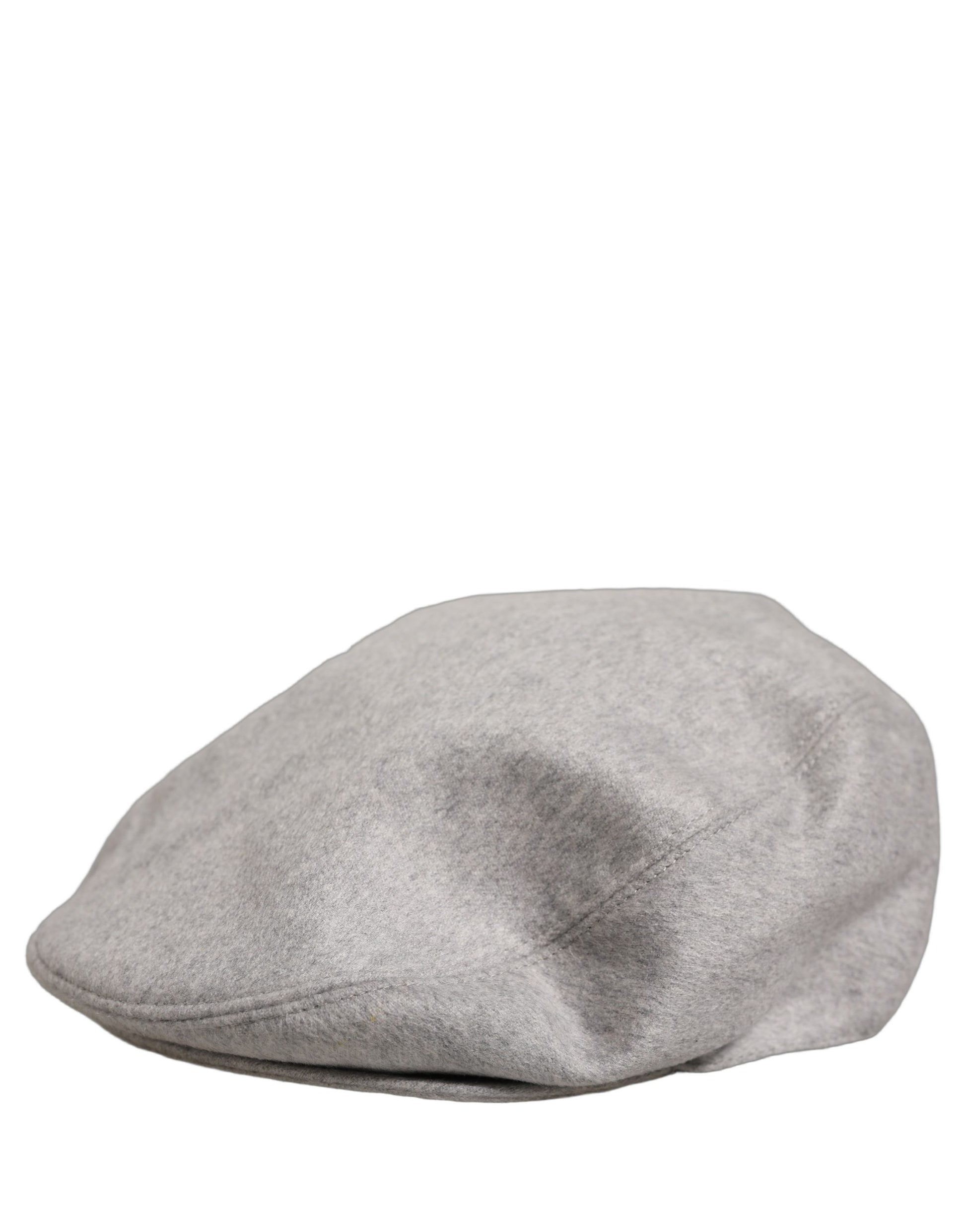 Dolce & Gabbana Men Light Grey Cashmere Newsboy Cabbie Cap Hat Dolce & Gabbana