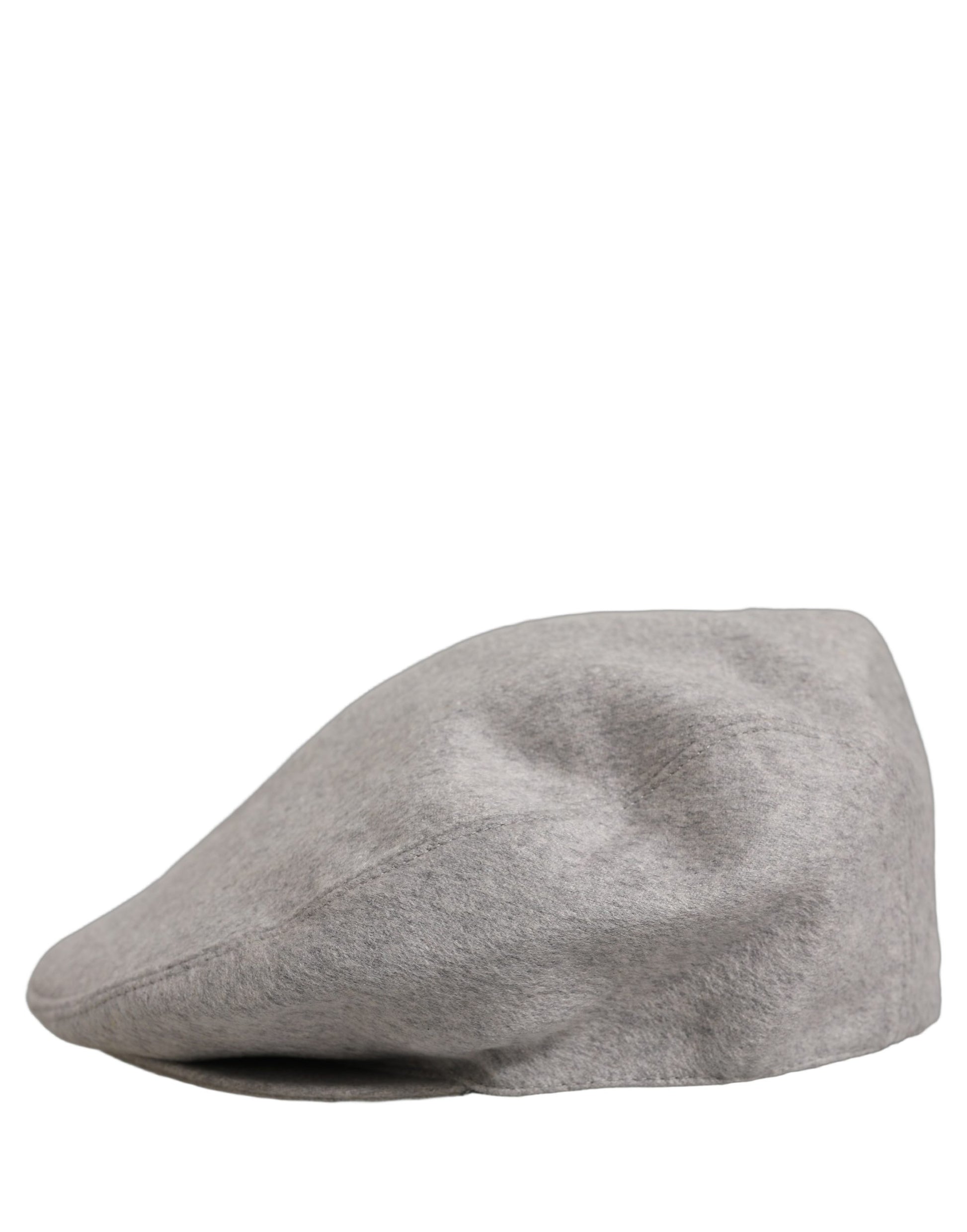 Dolce & Gabbana Men Light Grey Cashmere Newsboy Cabbie Cap Hat Dolce & Gabbana