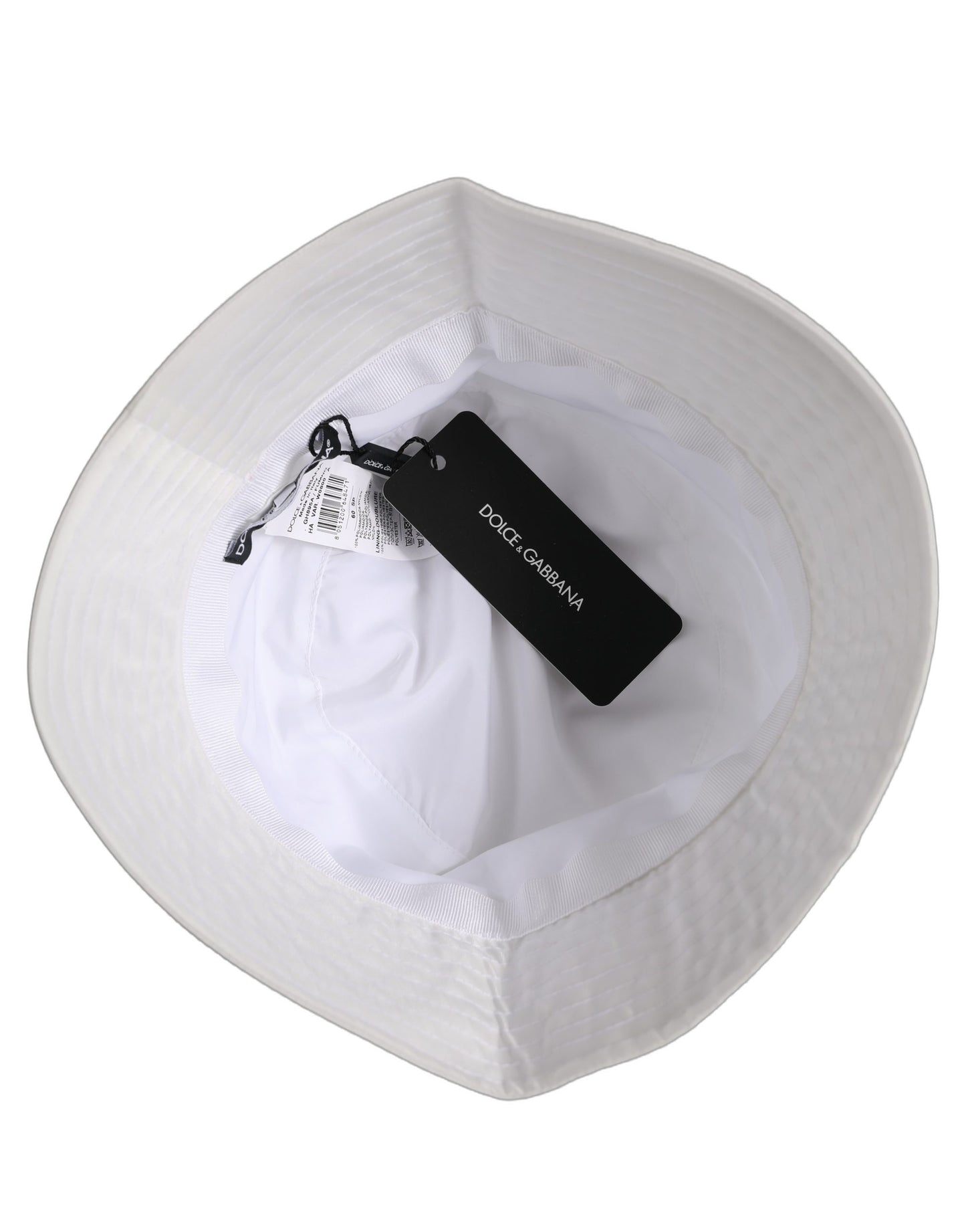 Dolce & Gabbana Men White Nylon Wide Brim Bucket Capello Hat Dolce & Gabbana
