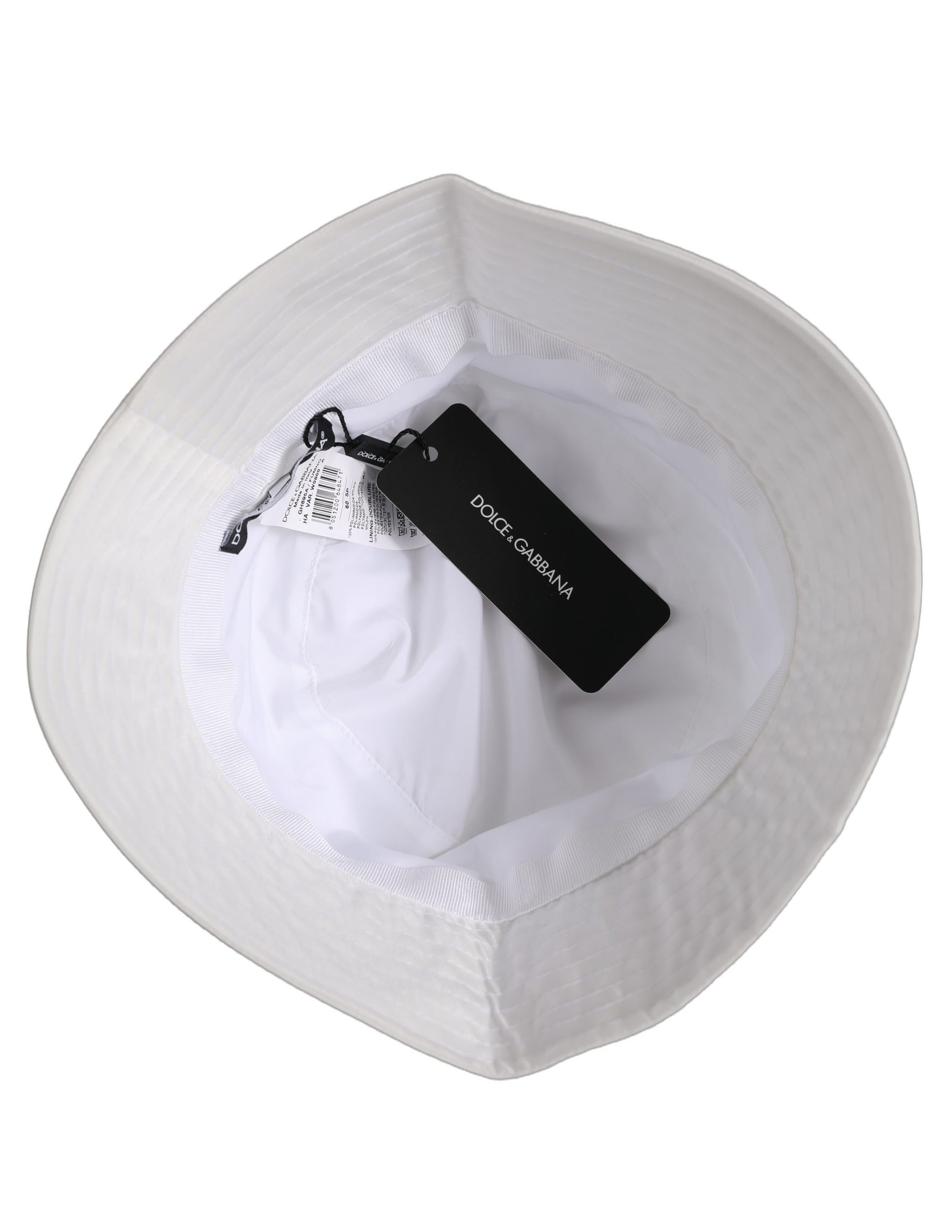 Dolce & Gabbana Men White Nylon Wide Brim Bucket Capello Hat Dolce & Gabbana
