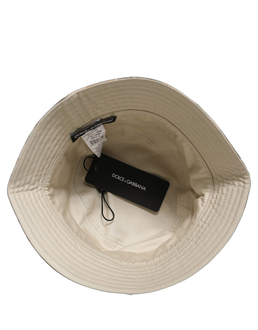 Dolce & Gabbana Men Beige Floral Wide Brim Bucket Capello Hat Dolce & Gabbana