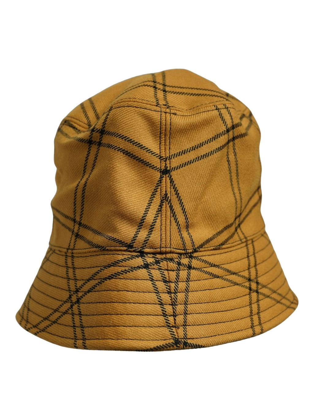 Dolce & Gabbana Men Dark Yellow Check Wide Brim Bucket Cap Hat Dolce & Gabbana