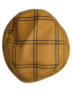 Dolce & Gabbana Men Dark Yellow Check Wide Brim Bucket Cap Hat Dolce & Gabbana