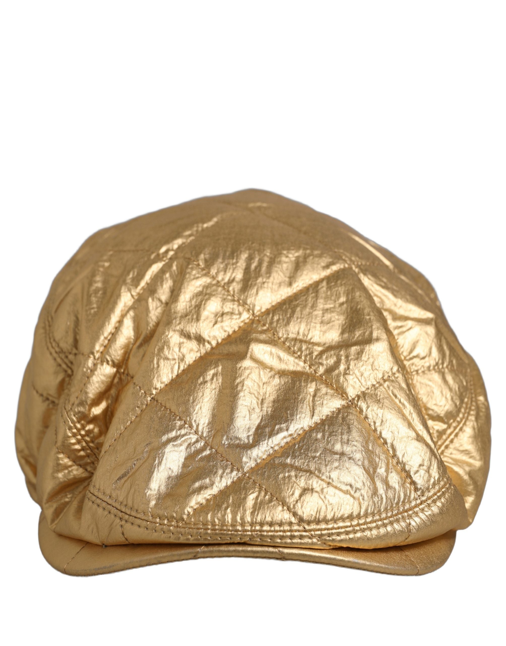 Dolce & Gabbana Men Gold Wide Quilted Newsboy Capello Hat Dolce & Gabbana