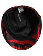 Dolce & Gabbana Men Red Black Stripe Cotton Newsboy Capello Hat Dolce & Gabbana