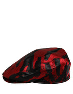 Dolce & Gabbana Men Red Black Stripe Cotton Newsboy Capello Hat Dolce & Gabbana