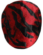 Dolce & Gabbana Men Red Black Stripe Cotton Newsboy Capello Hat Dolce & Gabbana