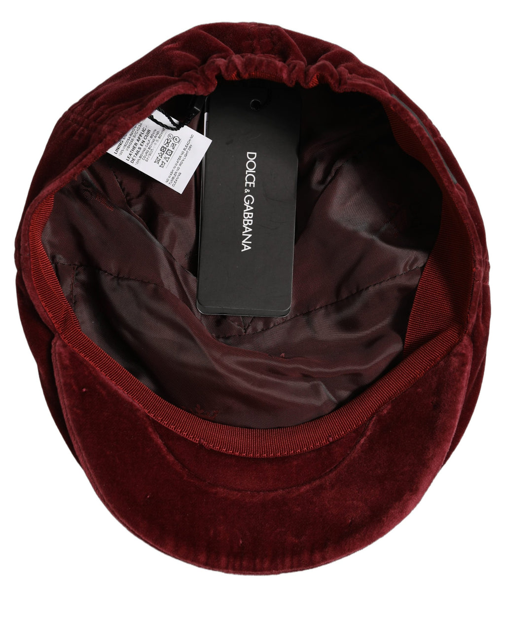 Dolce & Gabbana Men Dark Red Cotton Newsboy Capello Cabbie Hat Dolce & Gabbana