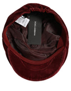 Dolce & Gabbana Men Dark Red Cotton Newsboy Capello Cabbie Hat Dolce & Gabbana