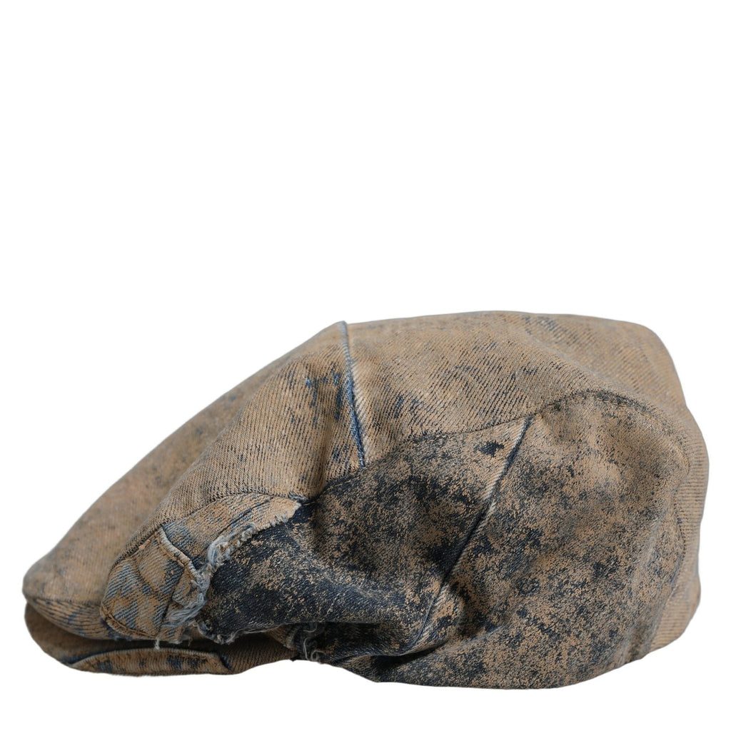 Dolce & Gabbana Brown Cotton Denim Newsboy Capello Cabbie Hat Dolce & Gabbana