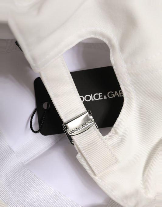 Dolce & Gabbana Men White Cotton Baseball Capello 6 Panels Hat Dolce & Gabbana