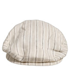 Dolce & Gabbana Men Off White Striped Linen Newsboy Capello Hat Dolce & Gabbana
