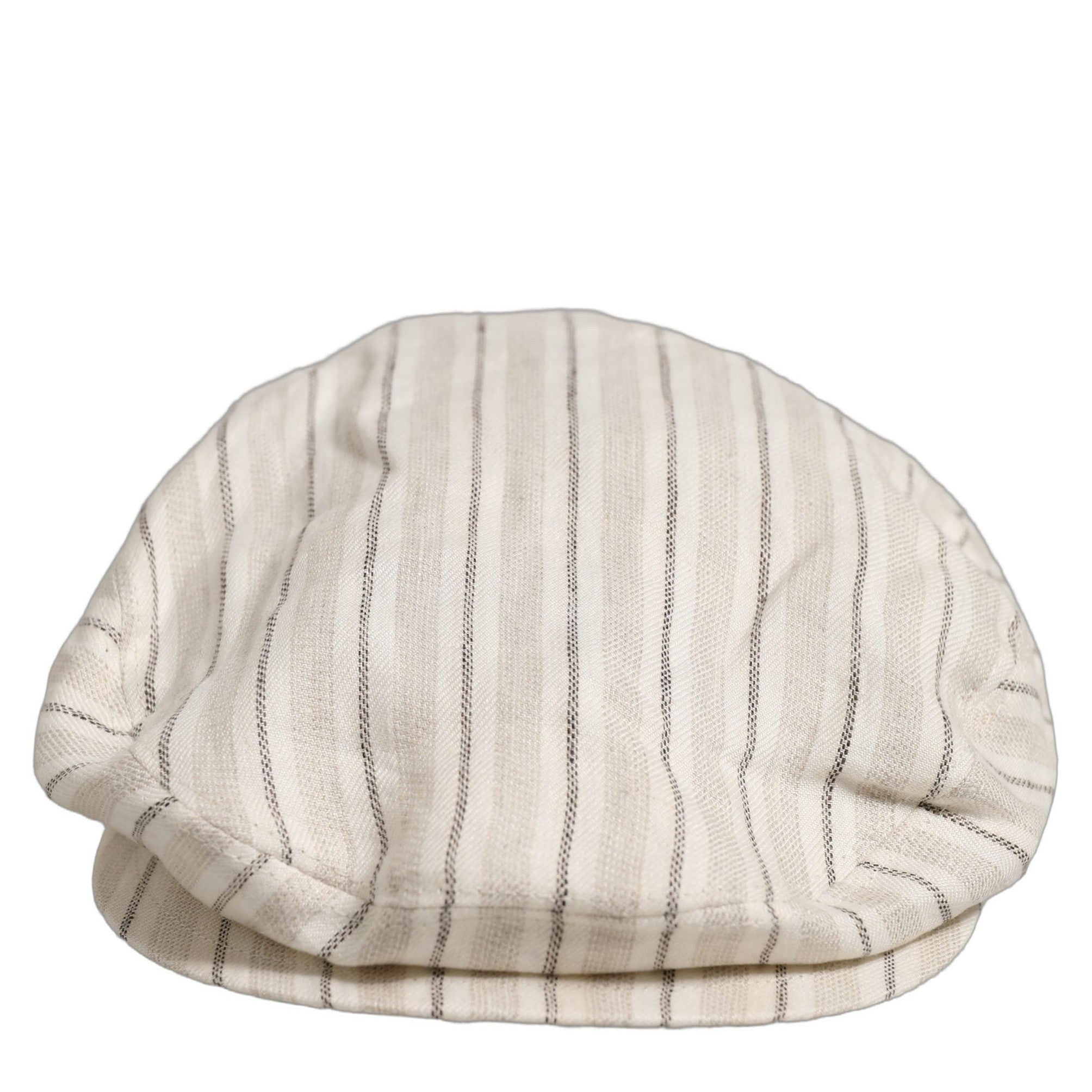 Dolce & Gabbana Men Off White Striped Linen Newsboy Capello Hat Dolce & Gabbana
