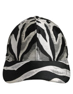 Dolce & Gabbana Men Black Silver Zebra Pattern Baseball Cap Hat Dolce & Gabbana