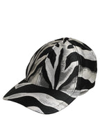 Dolce & Gabbana Men Black Silver Zebra Pattern Baseball Cap Hat Dolce & Gabbana