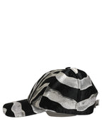 Dolce & Gabbana Men Black Silver Zebra Pattern Baseball Cap Hat Dolce & Gabbana