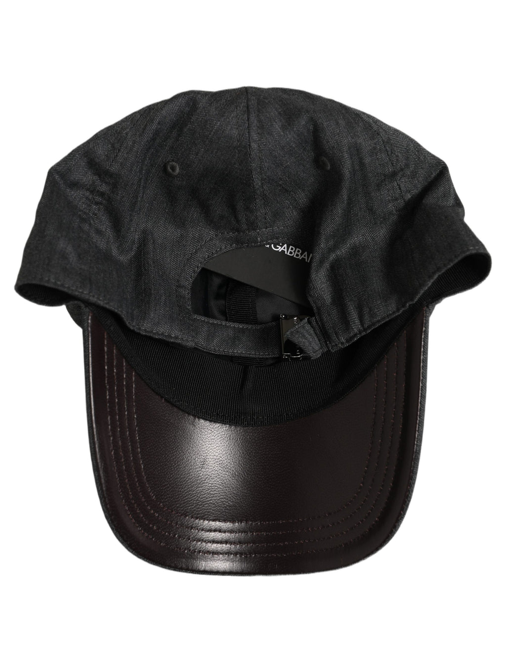 Dolce & Gabbana Men Dark Gray Herringbone Baseball Cap Hat Dolce & Gabbana