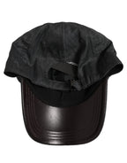 Dolce & Gabbana Men Dark Gray Herringbone Baseball Cap Hat Dolce & Gabbana