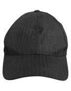 Dolce & Gabbana Men Dark Gray Herringbone Baseball Cap Hat Dolce & Gabbana