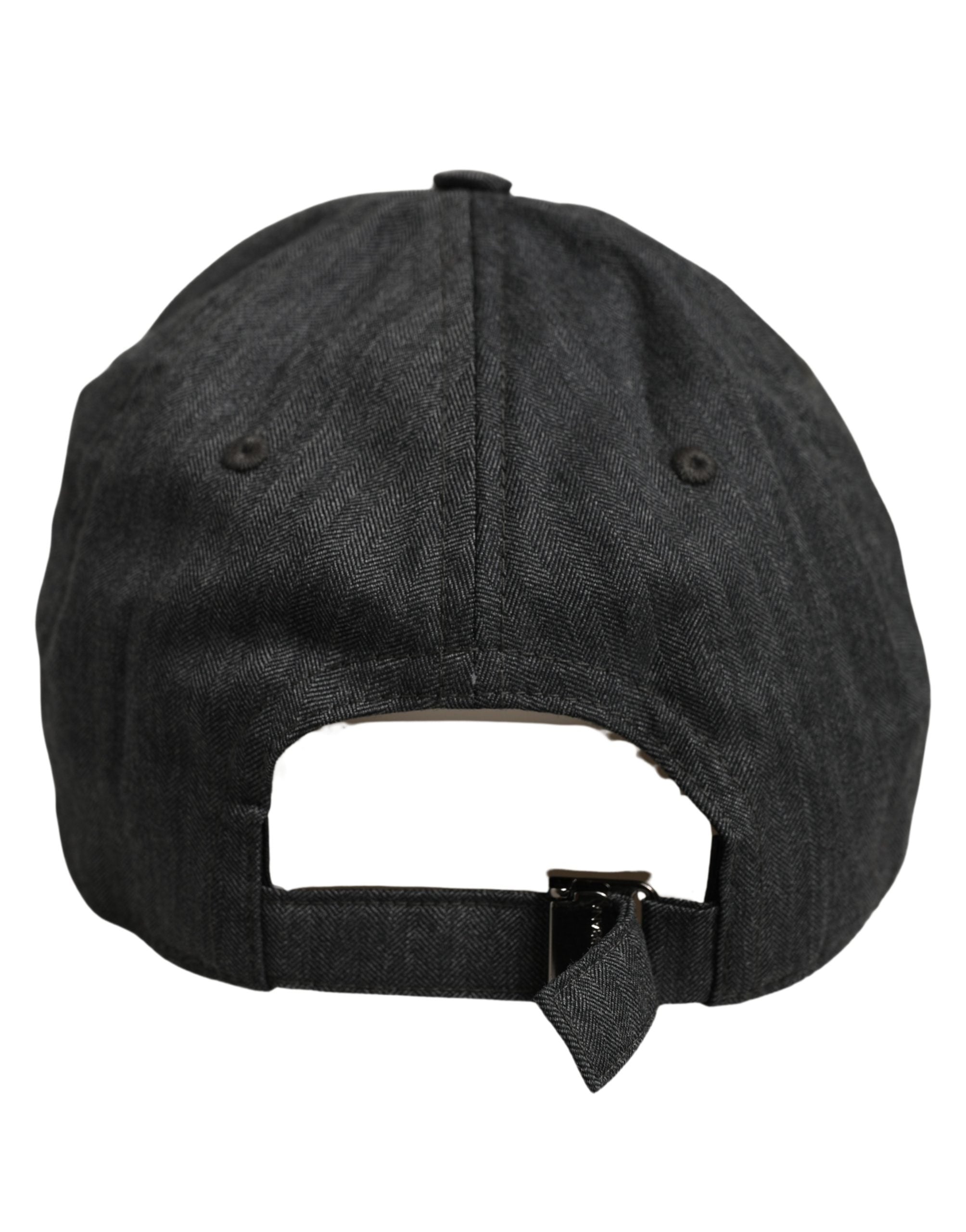 Dolce & Gabbana Men Dark Gray Herringbone Baseball Cap Hat Dolce & Gabbana