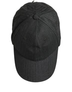 Dolce & Gabbana Men Dark Gray Herringbone Baseball Cap Hat Dolce & Gabbana