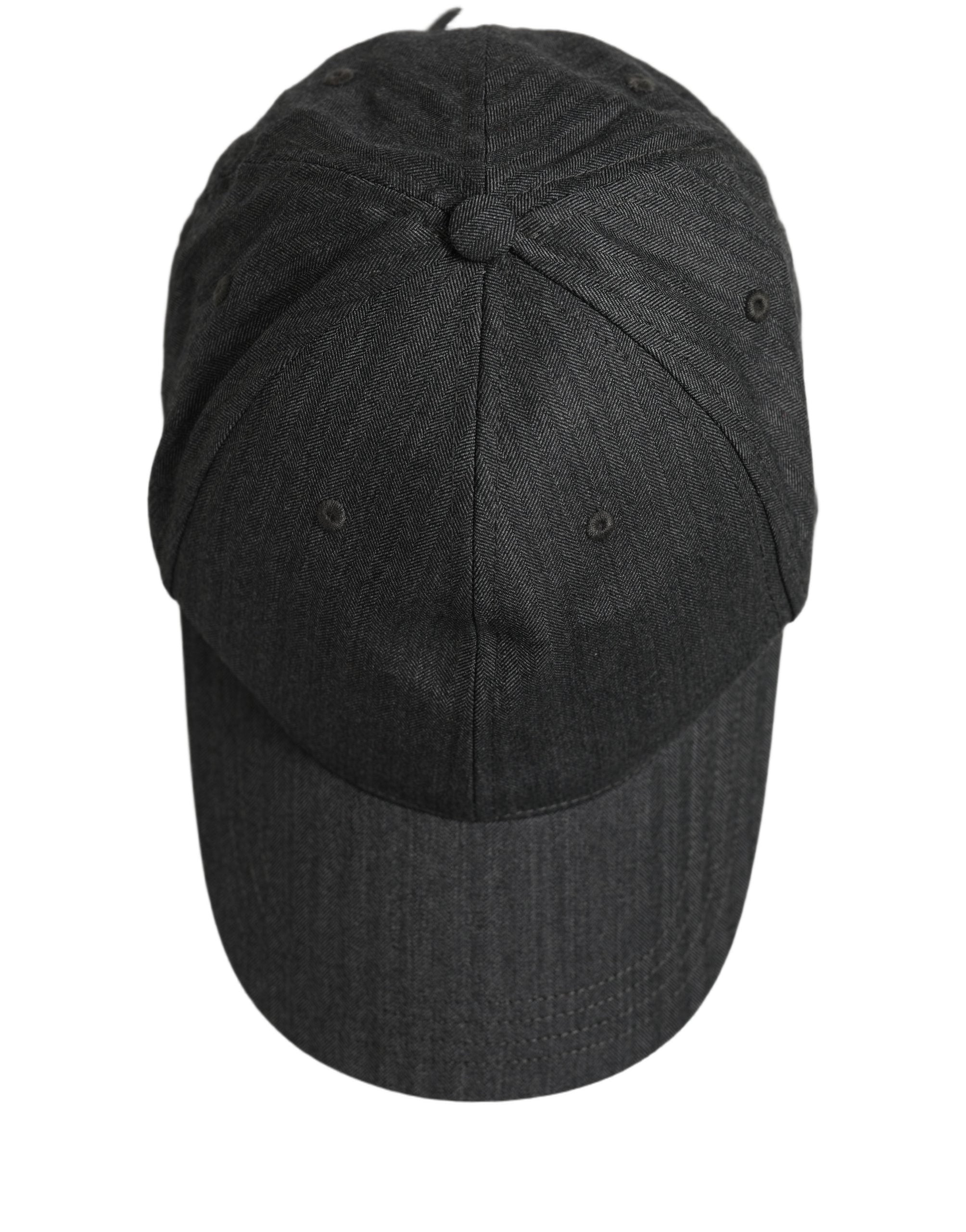 Dolce & Gabbana Men Dark Gray Herringbone Baseball Cap Hat Dolce & Gabbana