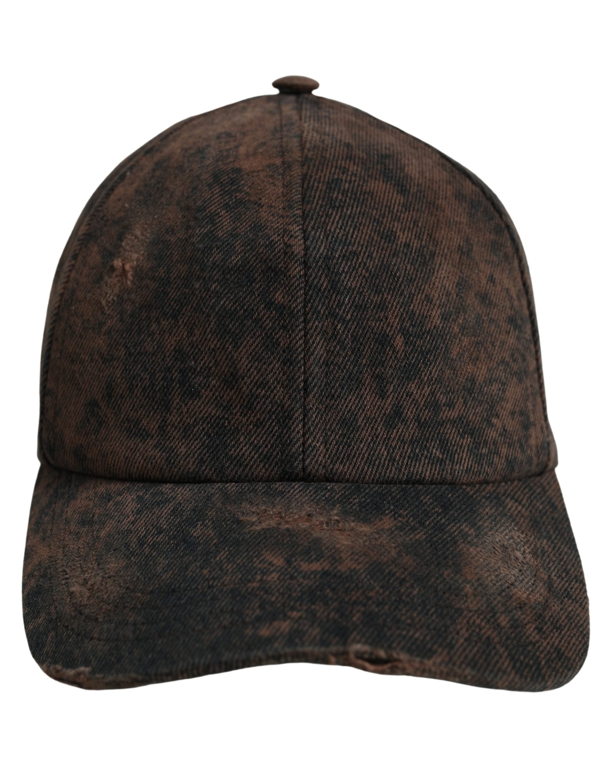 Dolce & Gabbana Men Brown Cotton Distressed Baseball Cap Hat Dolce & Gabbana