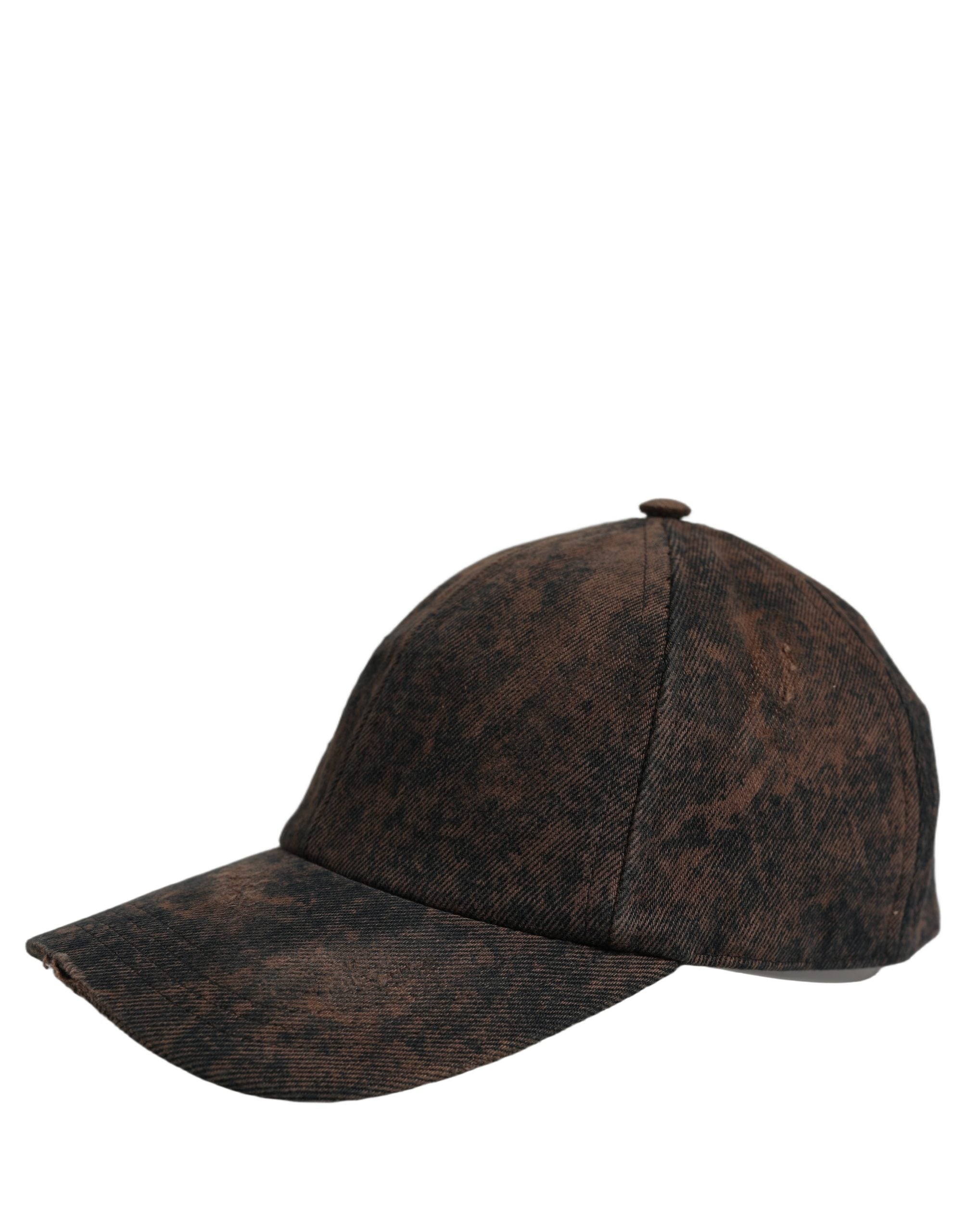 Dolce & Gabbana Men Brown Cotton Distressed Baseball Cap Hat Dolce & Gabbana