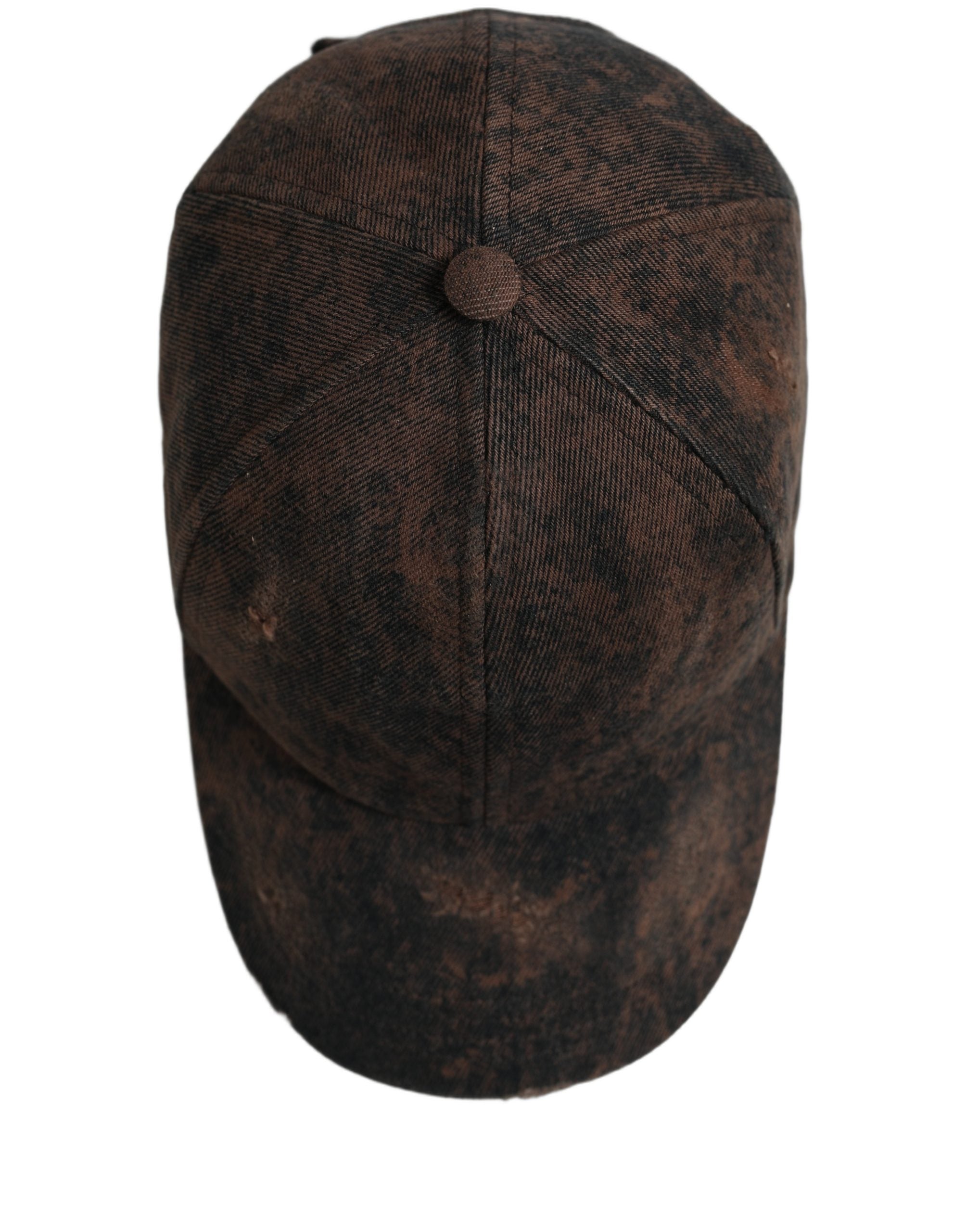 Dolce & Gabbana Men Brown Cotton Distressed Baseball Cap Hat Dolce & Gabbana