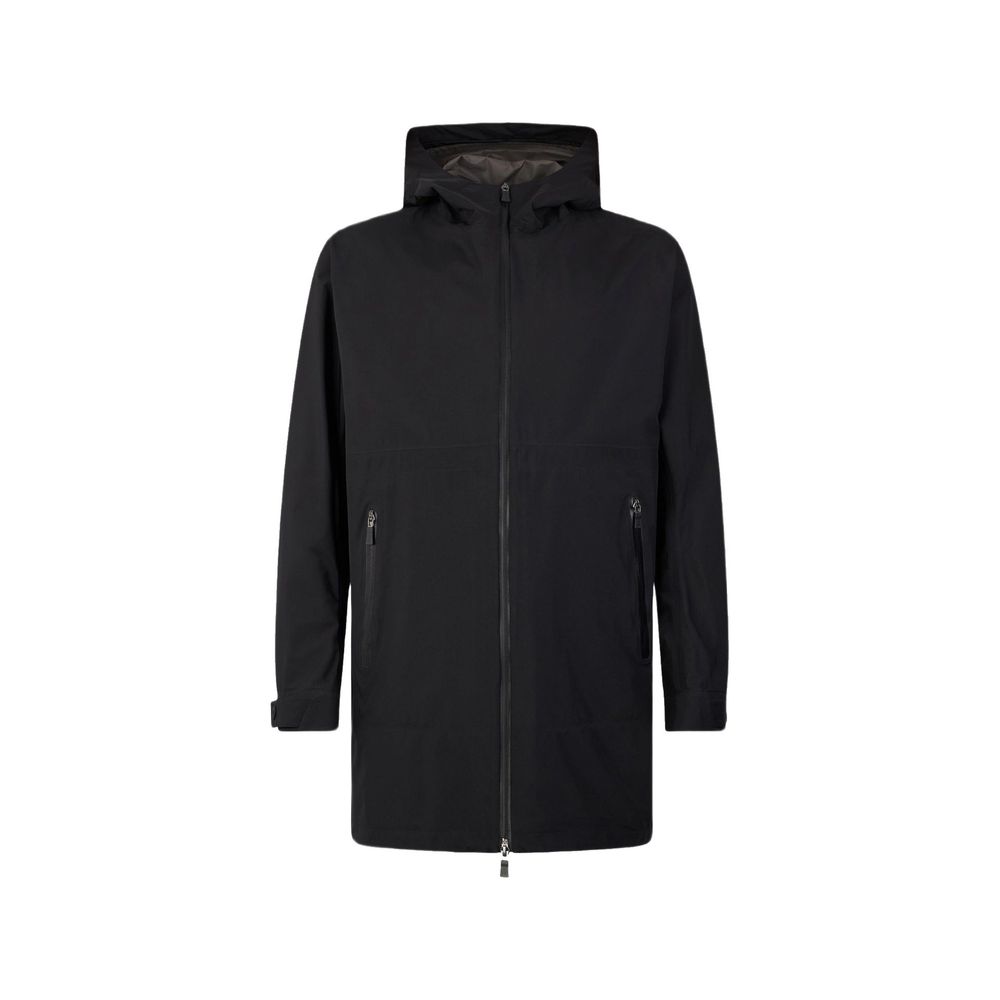 Herno Black Polyester Coat Herno