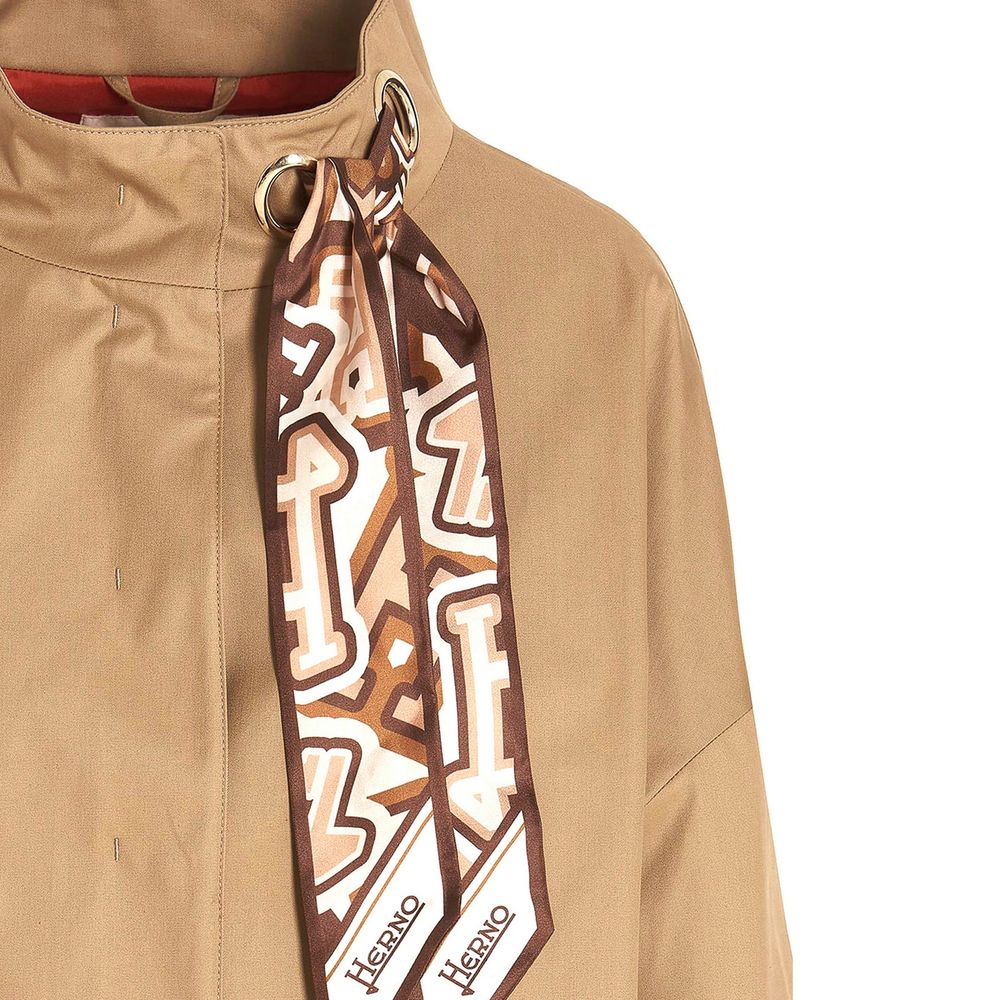 Herno Brown Cotton Coat Herno